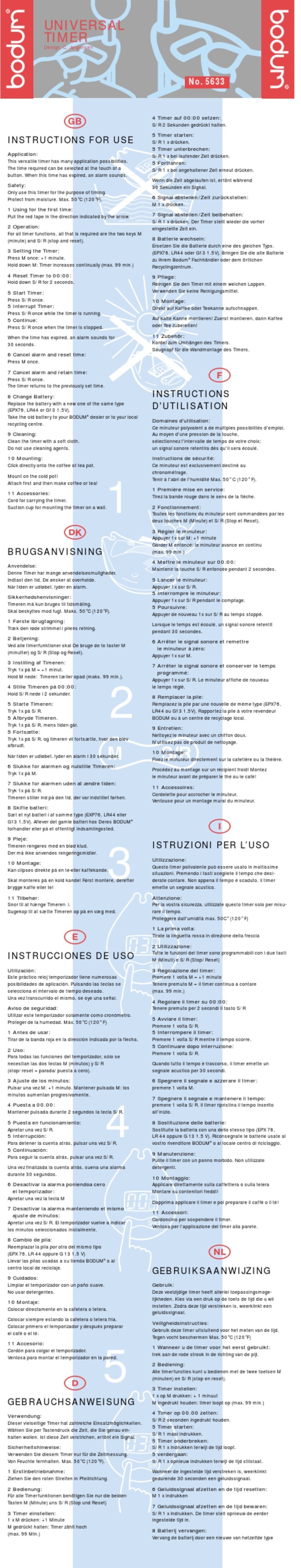 Bodum timer Manuale utente