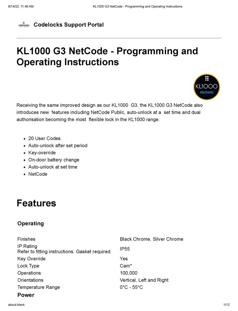 CODELOCKS KL1000 G3 NetCode Manuale utente