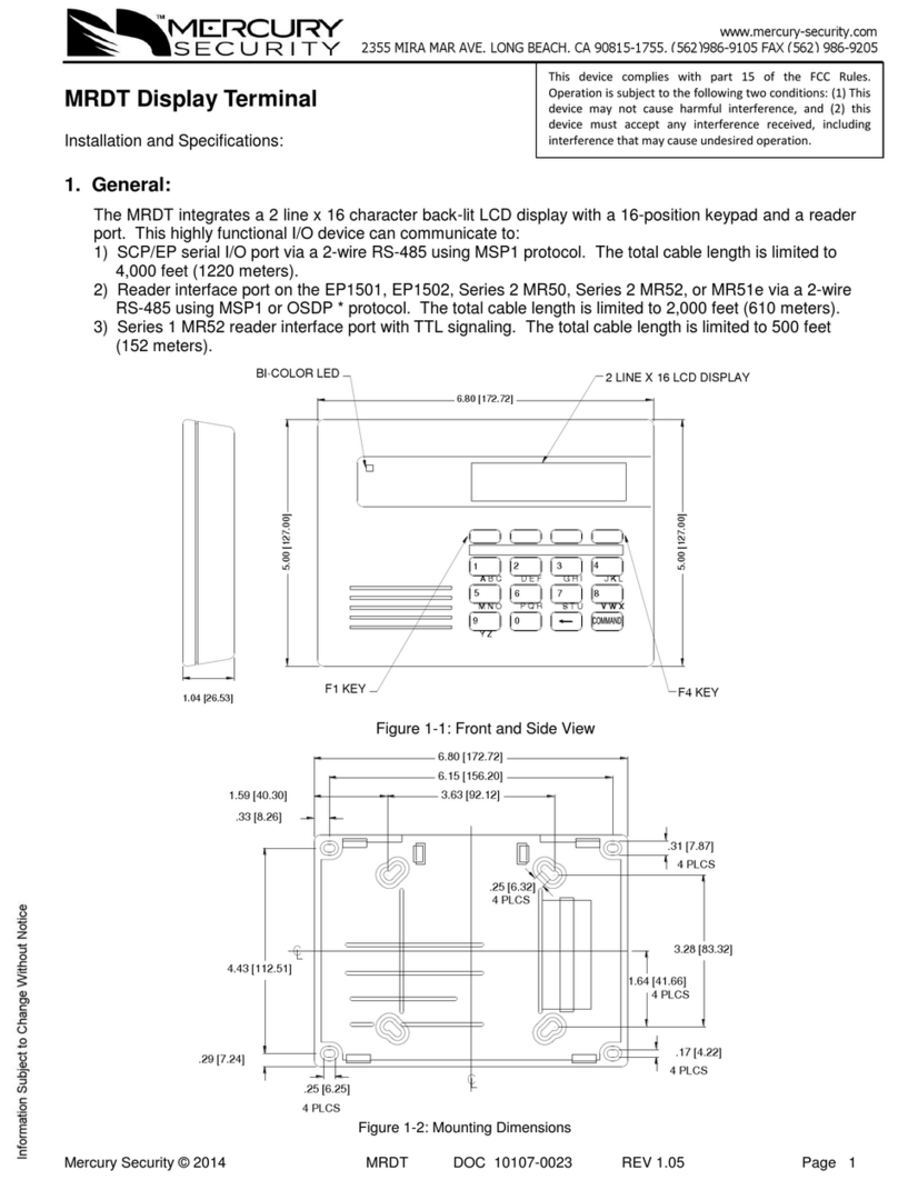 Mercury Security MRDT Manuale utente