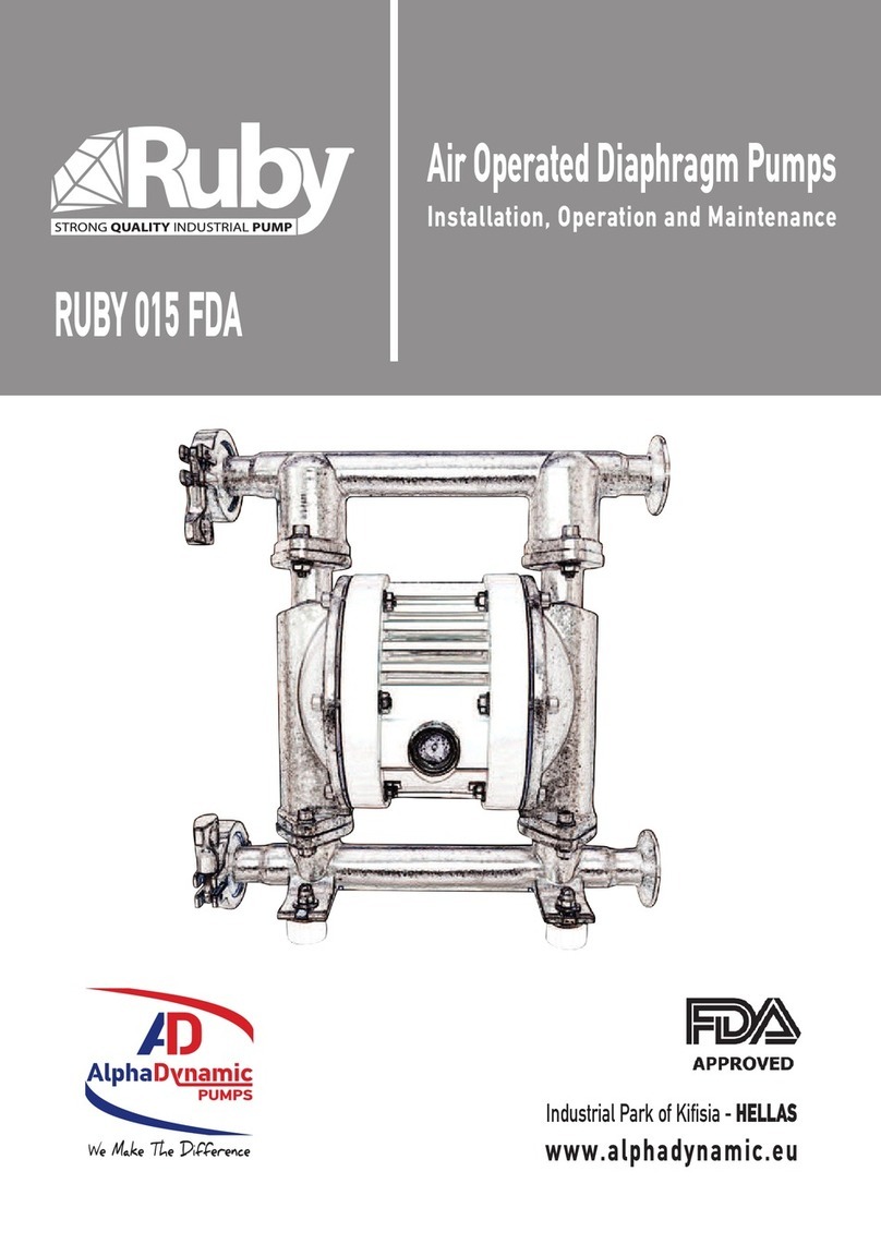 ALPHA DYNAMIC PUMPS Ruby 015 Istruzioni per l'installazione e il funzionamento