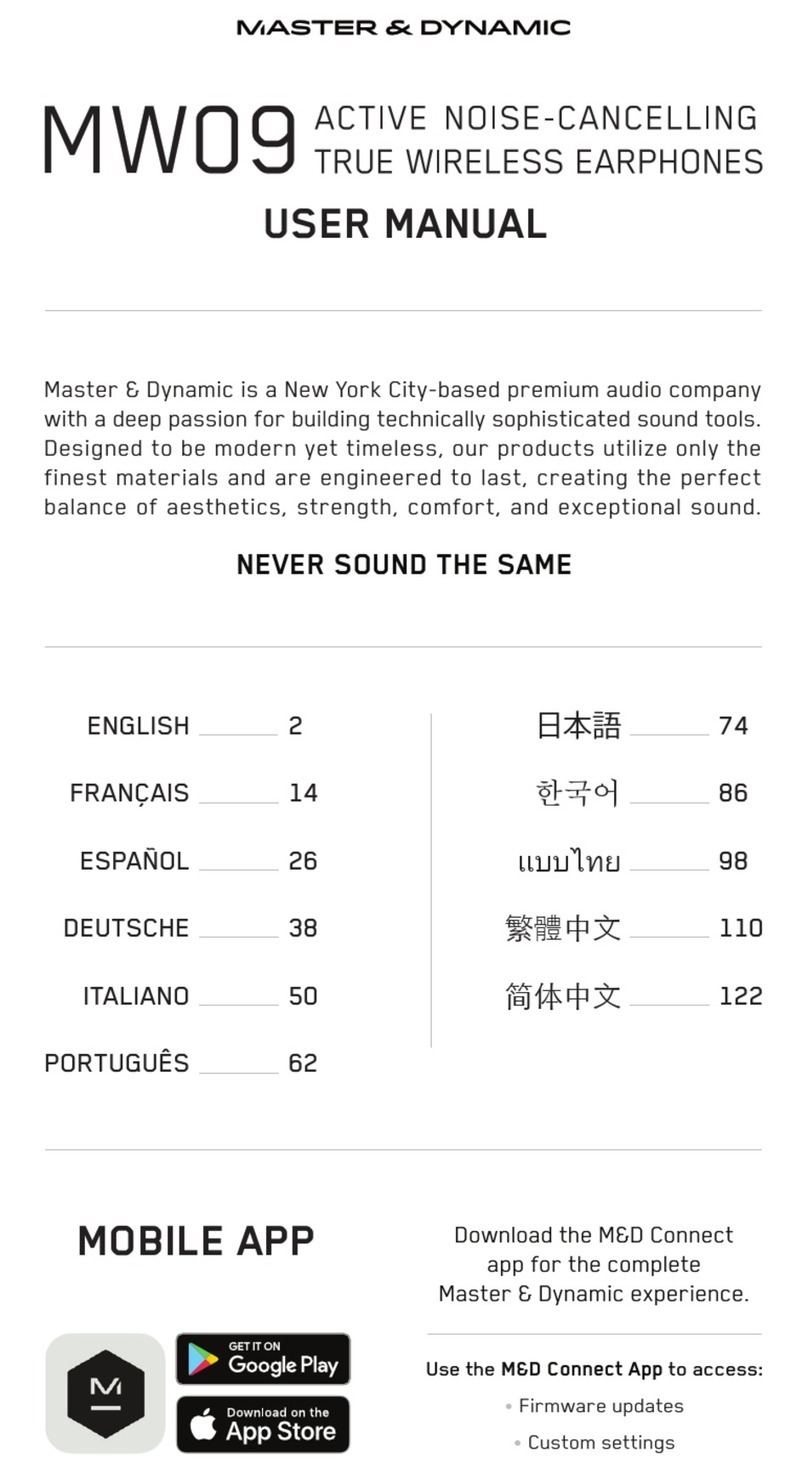 Master&Dynamic MW09 Manuale utente Master&Dynamic MW09 Manuale utente