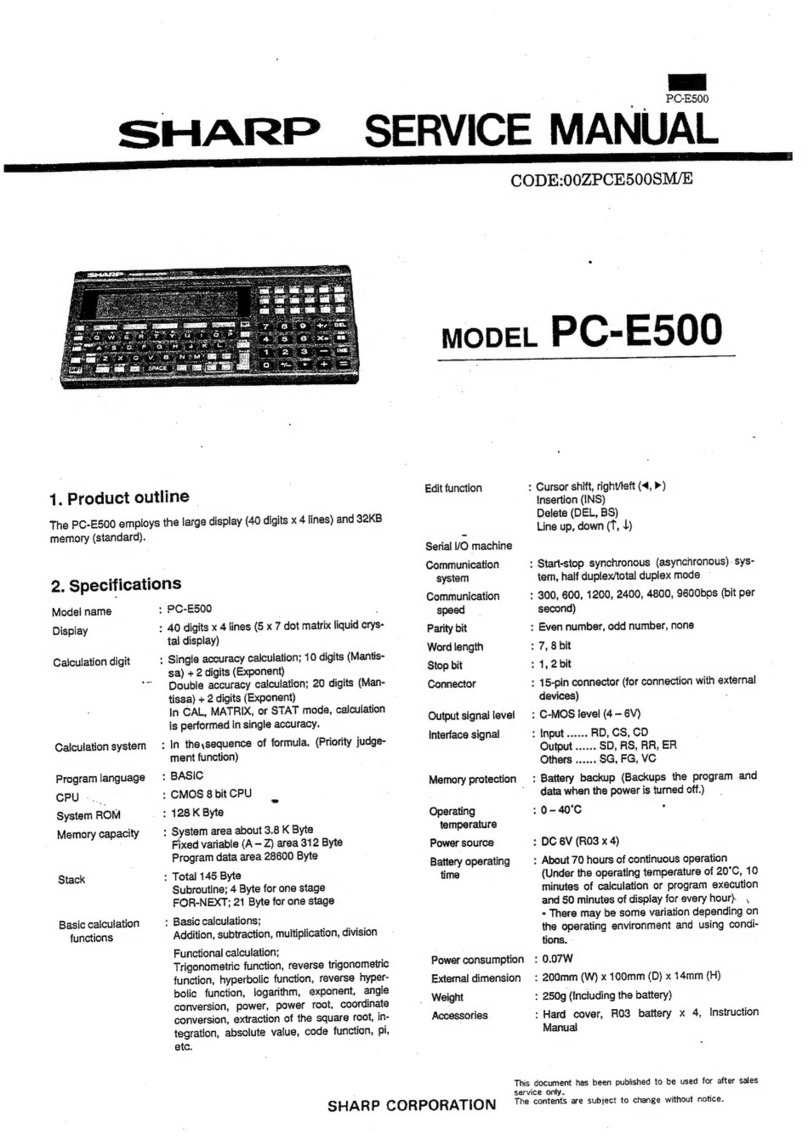 Sharp PC-E500 Manuale utente Sharp PC-E500 Manuale utente