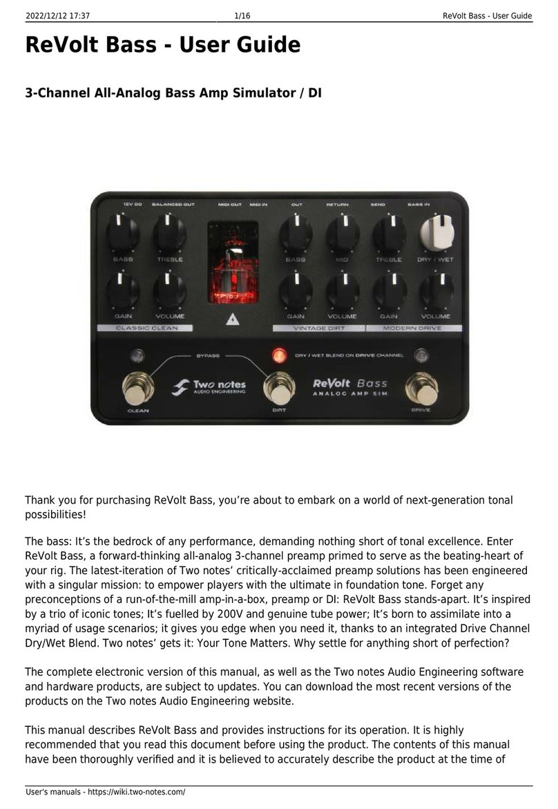 Two notes Audio Engineering ReVolt Bass Manuale utente Two notes Audio Engineering ReVolt Bass Manuale utente