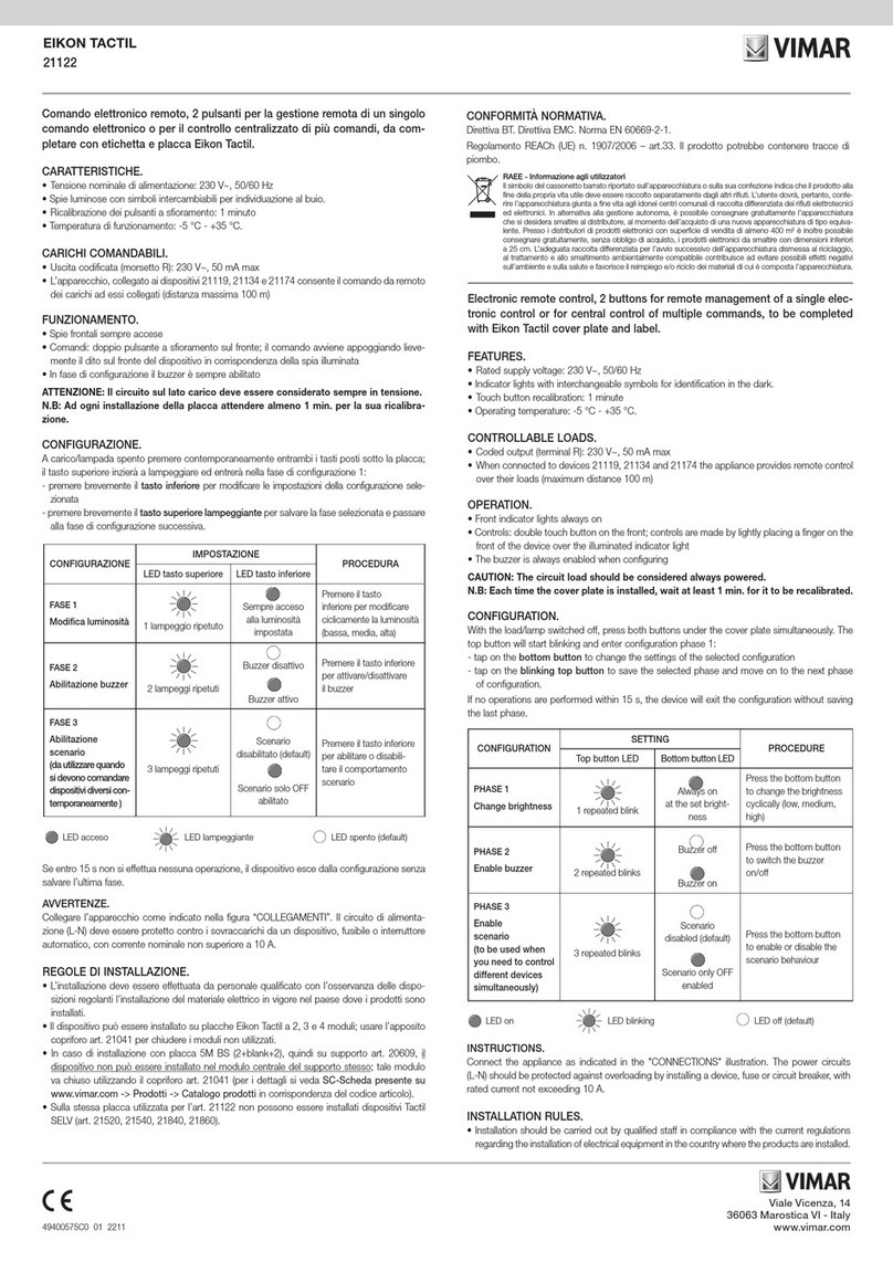 Vimar EIKON TACTIL Manuale utente