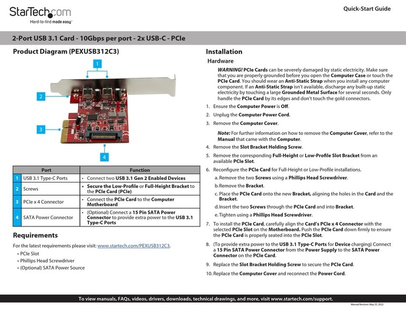 StarTech.com PEXUSB312C3 Manuale utente StarTech.com PEXUSB312C3 Manuale utente