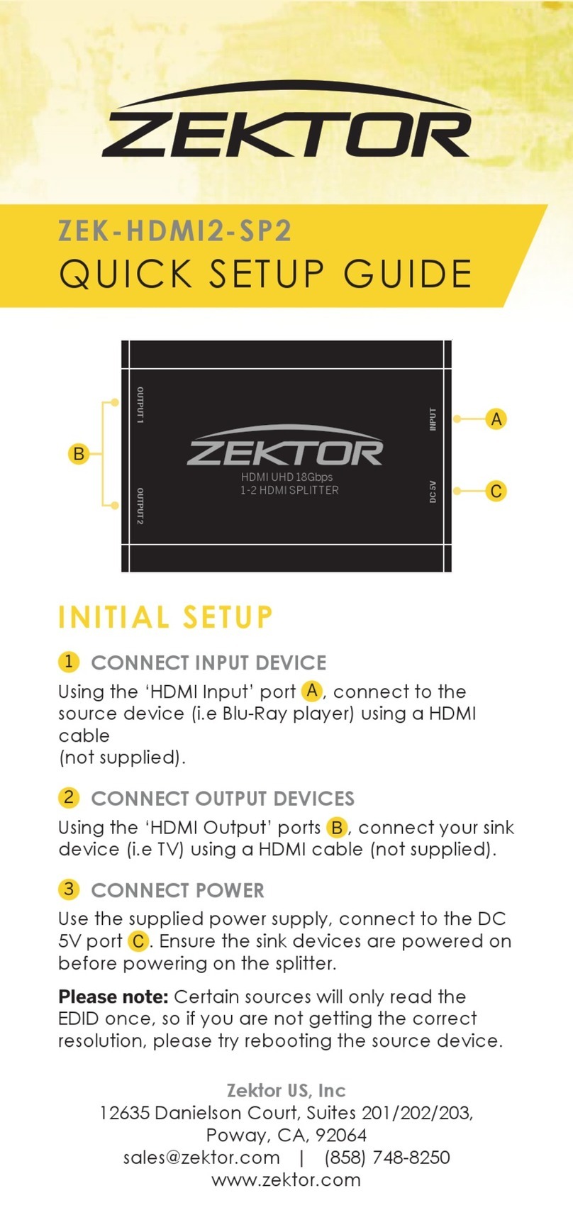 Zektor ZEK-HDMI2-SP2 Manuale utente